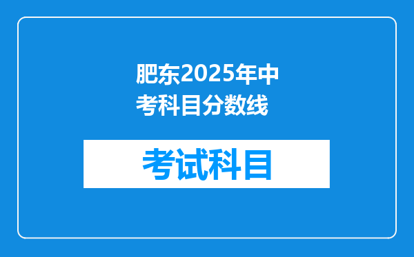 肥东2025年中考科目分数线