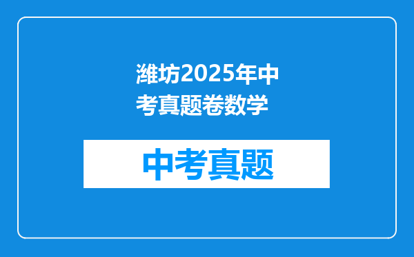 潍坊2025年中考真题卷数学