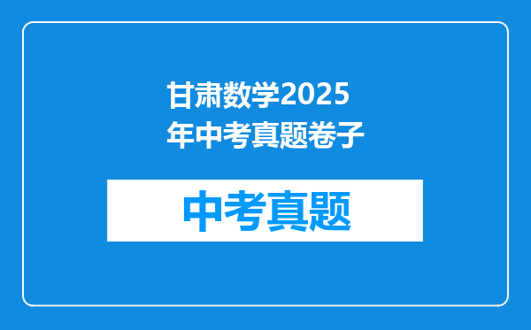 甘肃数学2025年中考真题卷子
