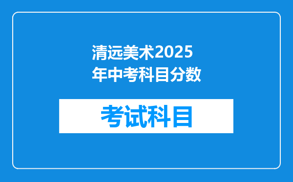 清远美术2025年中考科目分数