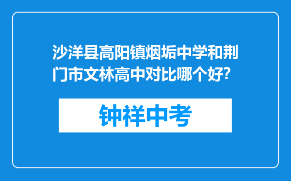 沙洋县高阳镇烟垢中学和荆门市文林高中对比哪个好？