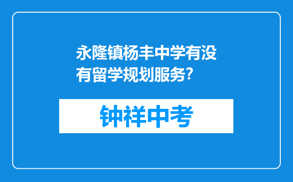 永隆镇杨丰中学有没有留学规划服务？
