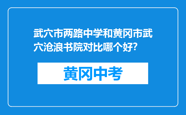 武穴市两路中学和黄冈市武穴沧浪书院对比哪个好？
