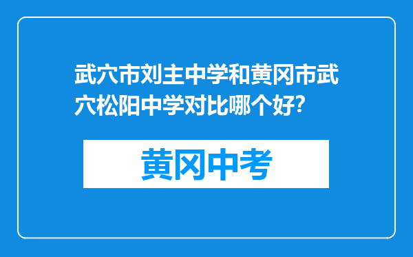 武穴市刘主中学和黄冈市武穴松阳中学对比哪个好？