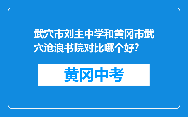 武穴市刘主中学和黄冈市武穴沧浪书院对比哪个好？
