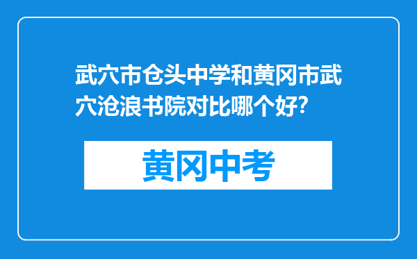 武穴市仓头中学和黄冈市武穴沧浪书院对比哪个好？
