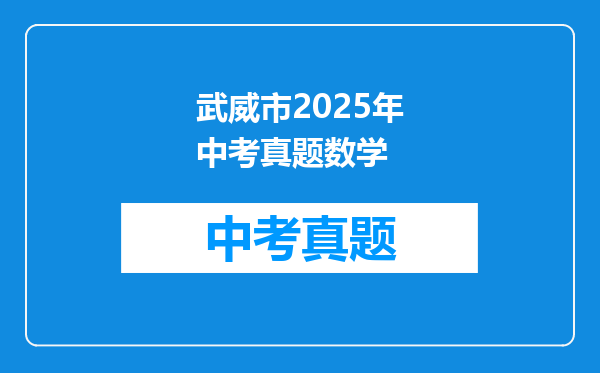 武威市2025年中考真题数学
