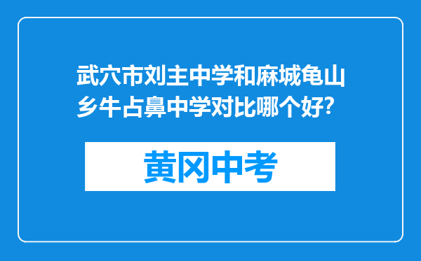 武穴市刘主中学和麻城龟山乡牛占鼻中学对比哪个好？