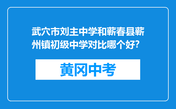 武穴市刘主中学和蕲春县蕲州镇初级中学对比哪个好？