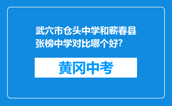 武穴市仓头中学和蕲春县张榜中学对比哪个好？