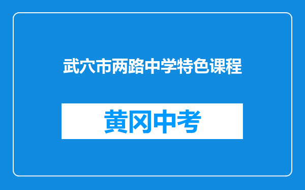 武穴市两路中学特色课程