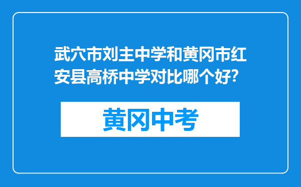 武穴市刘主中学和黄冈市红安县高桥中学对比哪个好？