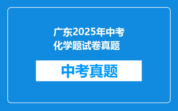 广东2025年中考化学题试卷真题