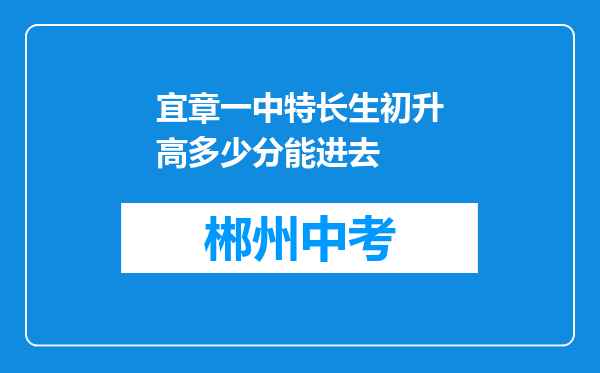 宜章一中特长生初升高多少分能进去