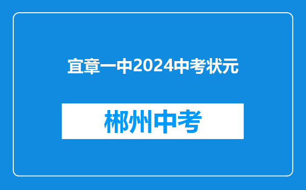 宜章一中2024中考状元