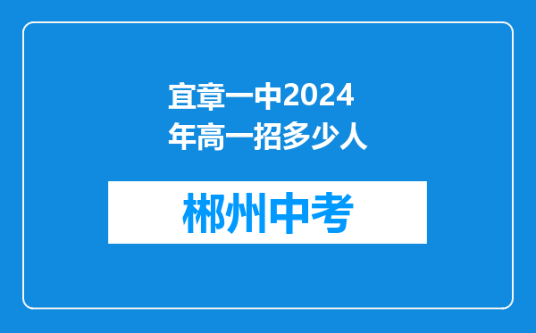 宜章一中2024年高一招多少人