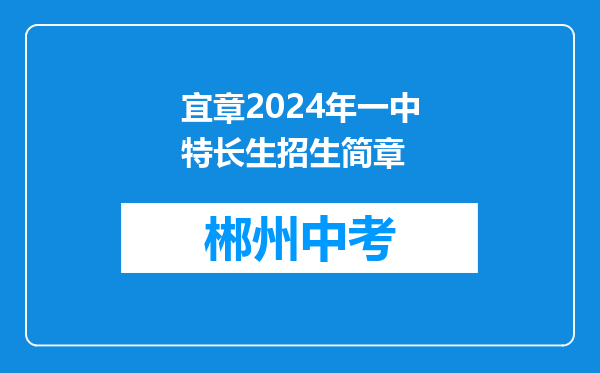 宜章2024年一中特长生招生简章