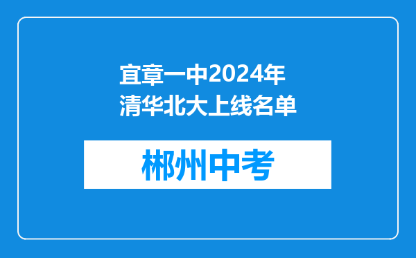 宜章一中2024年清华北大上线名单