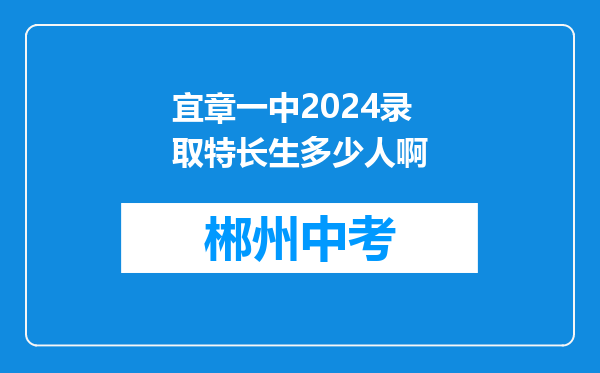 宜章一中2024录取特长生多少人啊