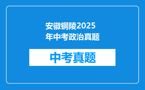 安徽铜陵2025年中考政治真题