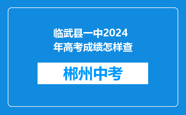 临武县一中2024年高考成绩怎样查