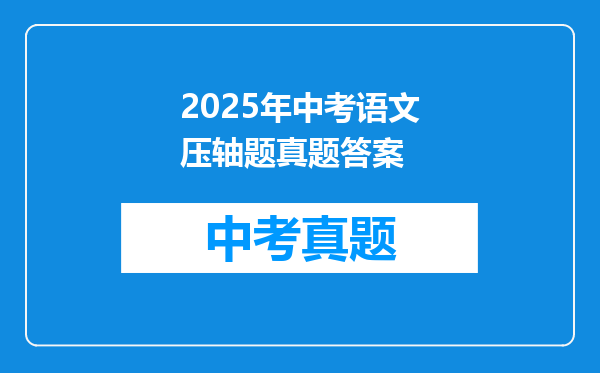 2025年中考语文压轴题真题答案