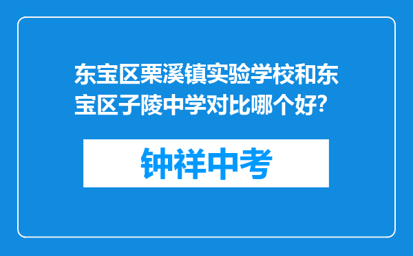 东宝区栗溪镇实验学校和东宝区子陵中学对比哪个好？