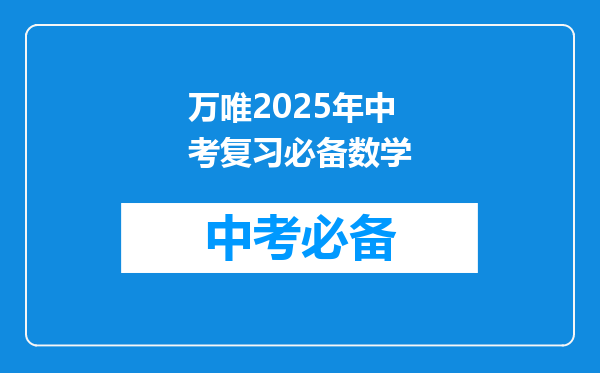 万唯2025年中考复习必备数学