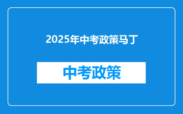 2025年中考政策马丁