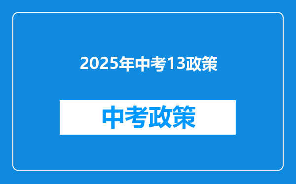 2025年中考13政策