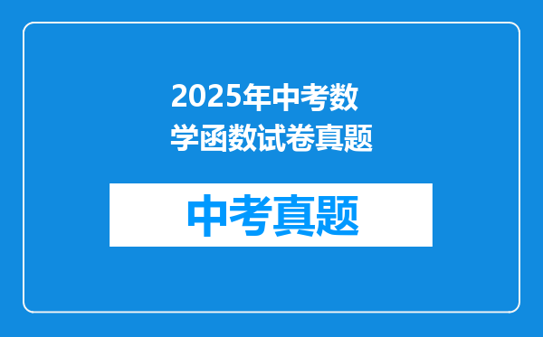 2025年中考数学函数试卷真题