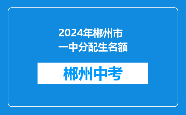 2024年郴州市一中分配生名额