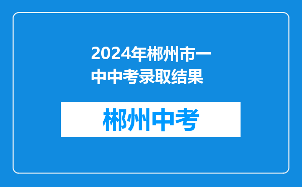 2024年郴州市一中中考录取结果