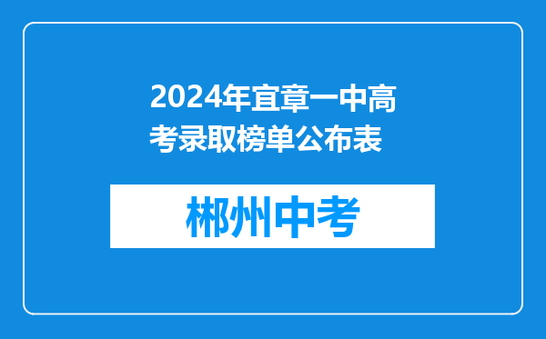 2024年宜章一中高考录取榜单公布表