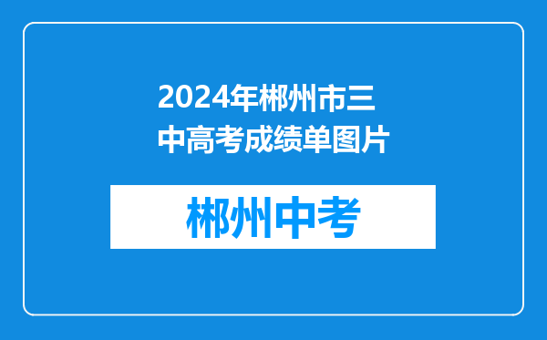 2024年郴州市三中高考成绩单图片