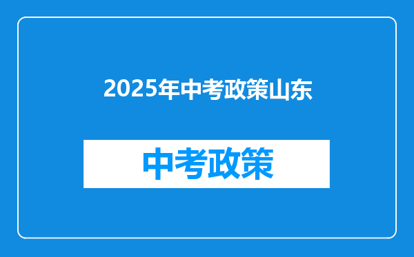 2025年中考政策山东