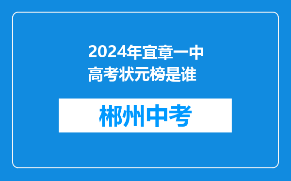 2024年宜章一中高考状元榜是谁