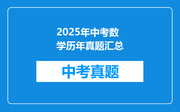 2025年中考数学历年真题汇总