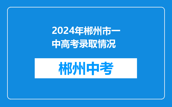 2024年郴州市一中高考录取情况