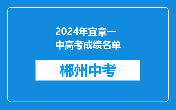 2024年宜章一中高考成绩名单
