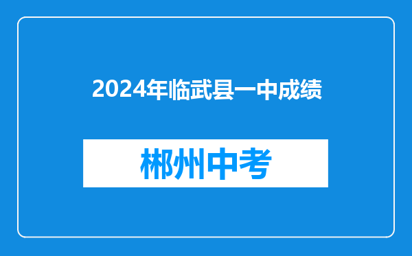 2024年临武县一中成绩
