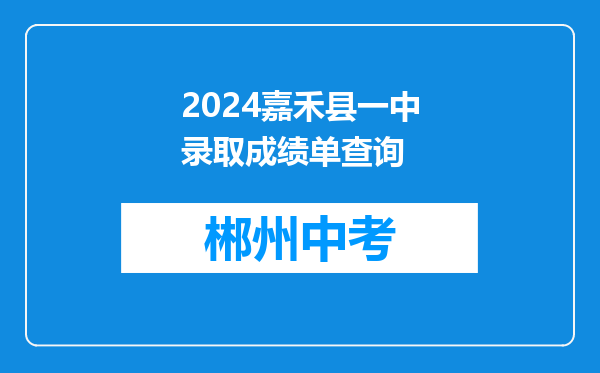 2024嘉禾县一中录取成绩单查询