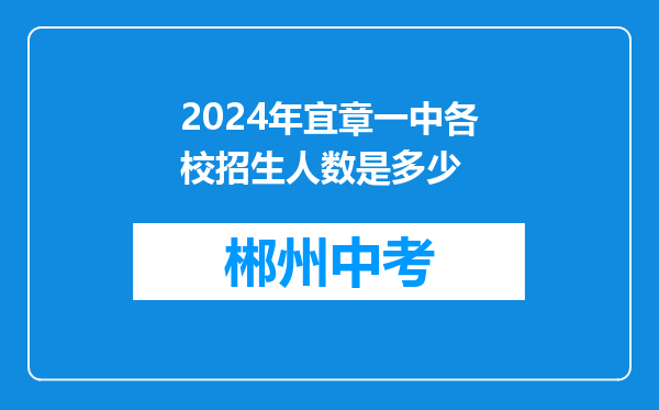 2024年宜章一中各校招生人数是多少