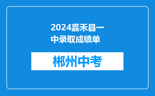 2024嘉禾县一中录取成绩单