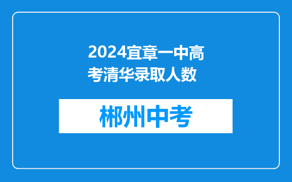 2024宜章一中高考清华录取人数