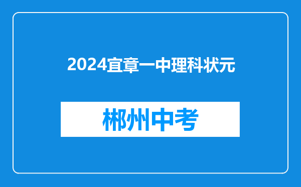 2024宜章一中理科状元