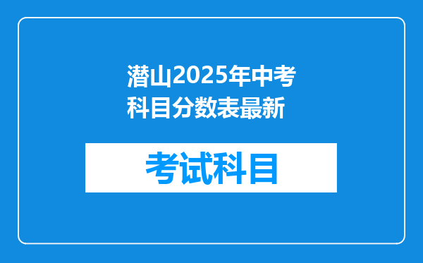 潜山2025年中考科目分数表最新