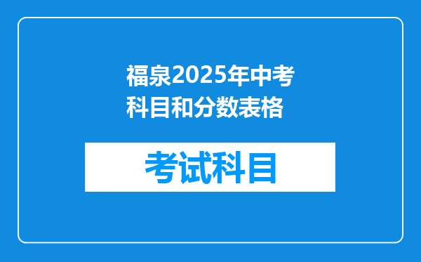 福泉2025年中考科目和分数表格