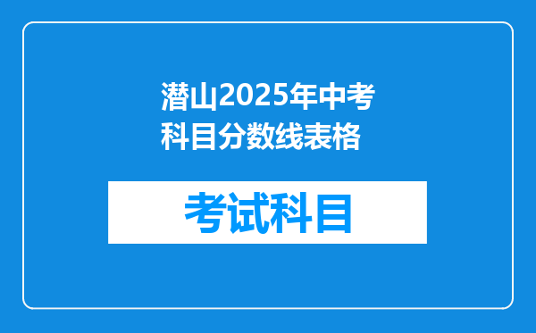 潜山2025年中考科目分数线表格