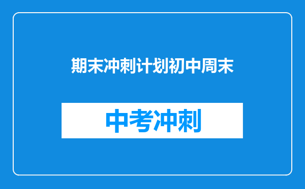 期末冲刺计划初中周末
